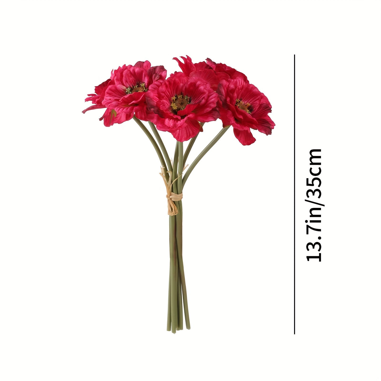 Classic Style Fabric Poppy Flower Swags, 6-Pack Artificial Poppies for Home Decor, Wedding, Engagement, Photography Props, Seasonal Decorations for Christmas, Halloween, Easter, Hanukkah, Thanksgiving