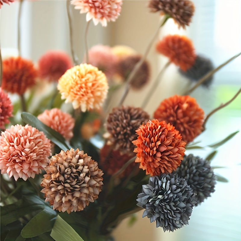 3pcs Boho Chic Artificial Chrysanthemum Flower Stems - Plastic Faux Floral Swags for Wedding, Christmas, Home Decor, Seasonal Harvest, Thanksgiving, Halloween, Valentine&