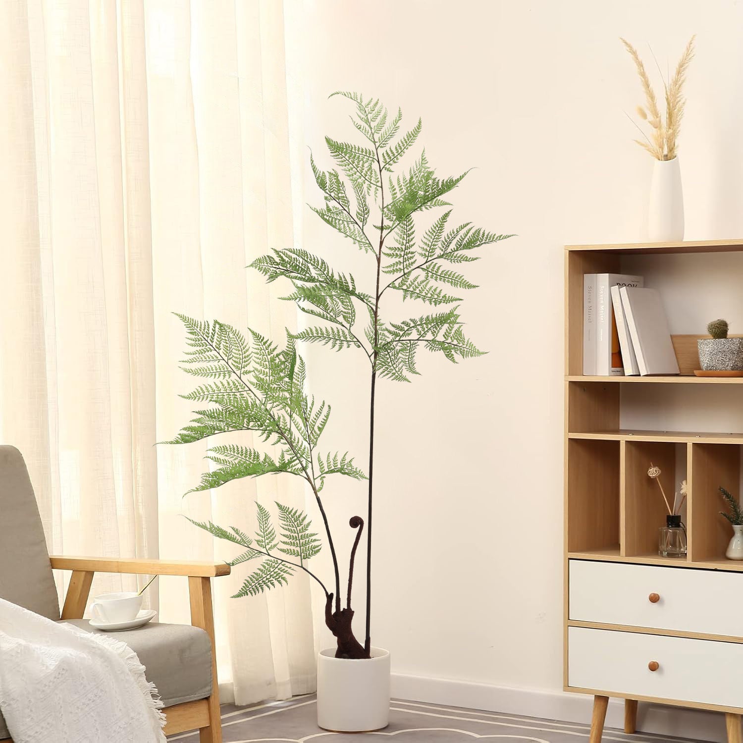1pc, Artificial Fern Tree, Fake Ferns, 48In, Suitable for Home Office Decoration Indoor Fake Potted Trees, Spring And Summer Decorations, Christmas, Thanksgiving Fake Plants, Artificial Plants