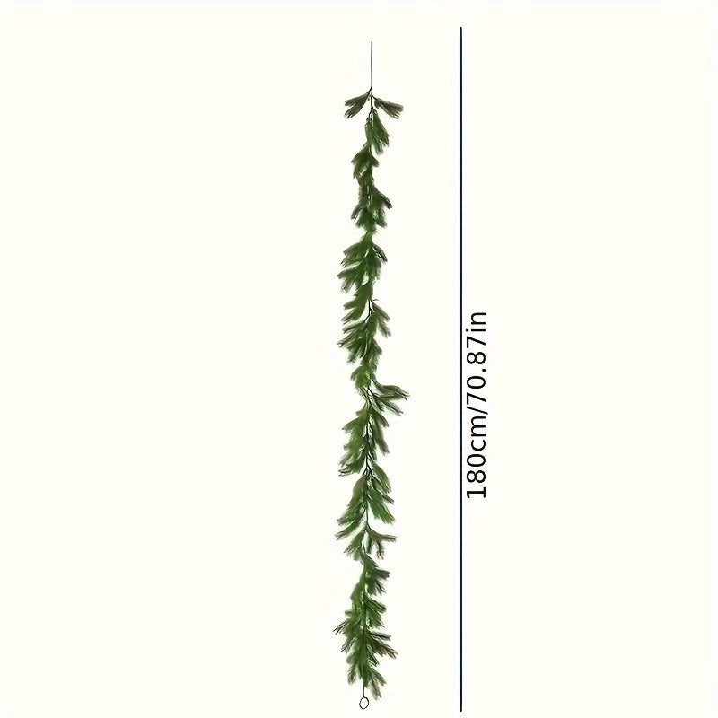 Set of 1 - 6ft Artificial Norfolk Pine Garland - New, Pre-lit and Weather Resistant, Soft Touch Green Plastic Winter Pine Bundle for Christmas Table Decorations, Urban Shelves, Walls and Holiday Decorations (No Lights)