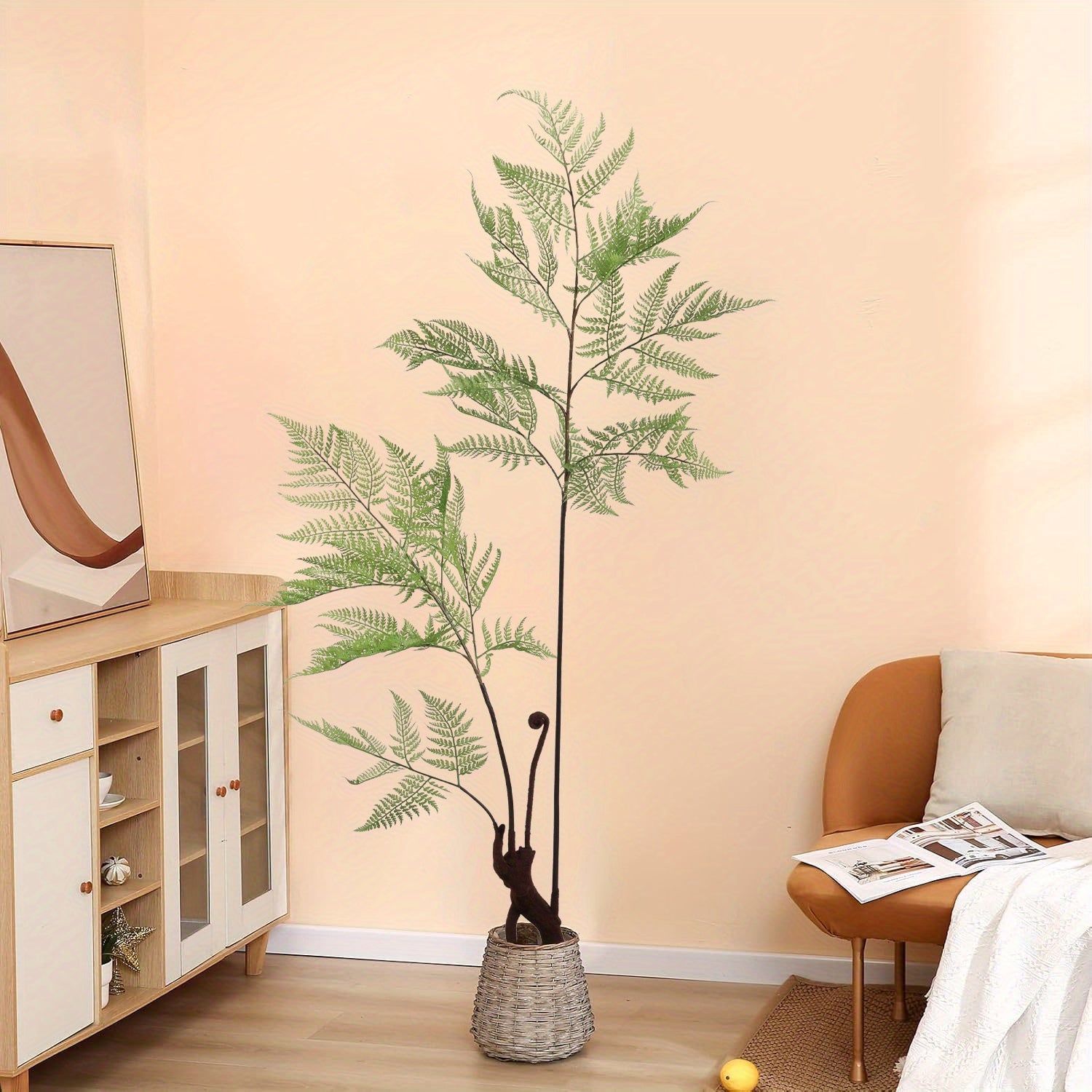 1pc, Artificial Fern Tree, Fake Ferns, 48In, Suitable for Home Office Decoration Indoor Fake Potted Trees, Spring And Summer Decorations, Christmas, Thanksgiving Fake Plants, Artificial Plants