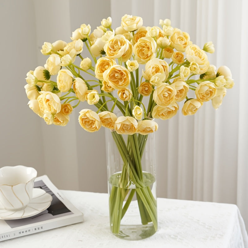 12pcs BloomBouquet Artificial Camellia Flower Arrangement - Plastic Tea Flowers for DIY Wedding, Proposal, Home & Living Room Decor - Versatile for Christmas, Thanksgiving, Valentine&
