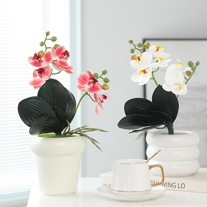 Elegant Artificial Phalaenopsis Orchid Bonsai - Perfect for Home & Office Decor, Spring/Summer Room Accent, Wedding Centerpiece (Pot Not Included)