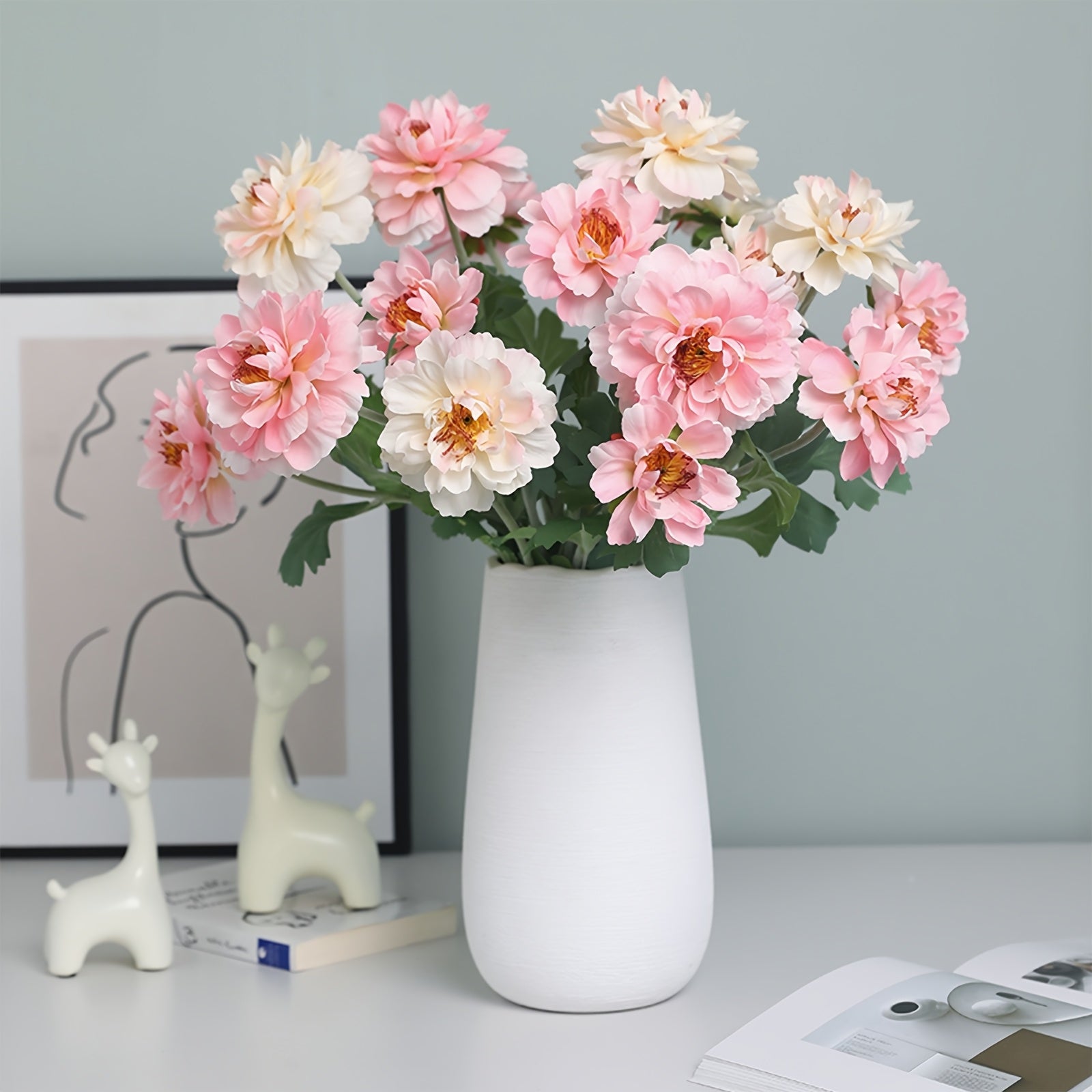 2/5 Stems Lifelike Artificial Silk Peony Flowers - Spring Season Plastic Evergreen Faux Floral for DIY Bouquets, Wedding, Party Home Office Desk Centerpiece, Outdoor Garden, Engagement, Valentine&