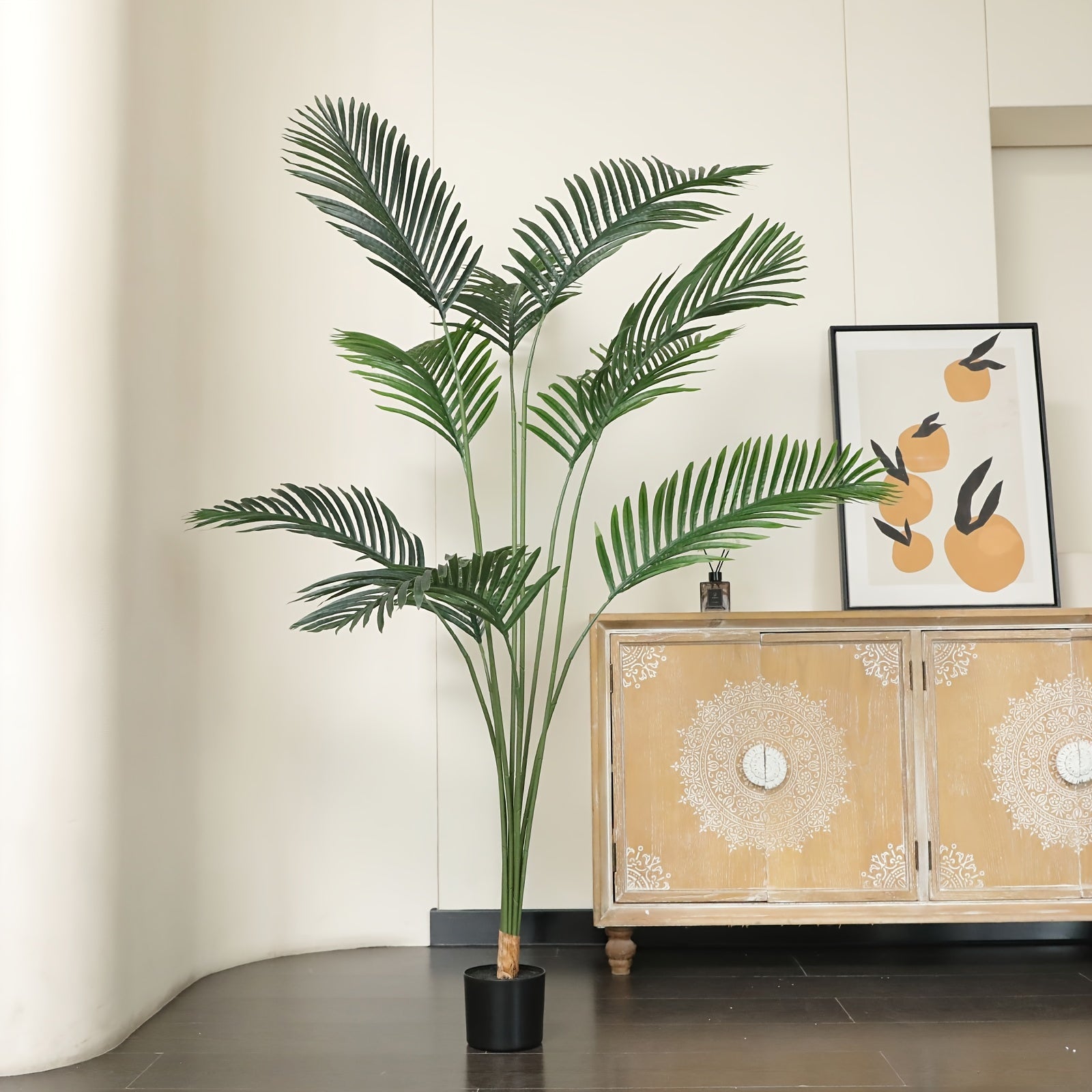 Tropical Areca Palm Artificial Tree with Black Pot - Versatile Faux Greenery for Home, Office, and Outdoor Decor