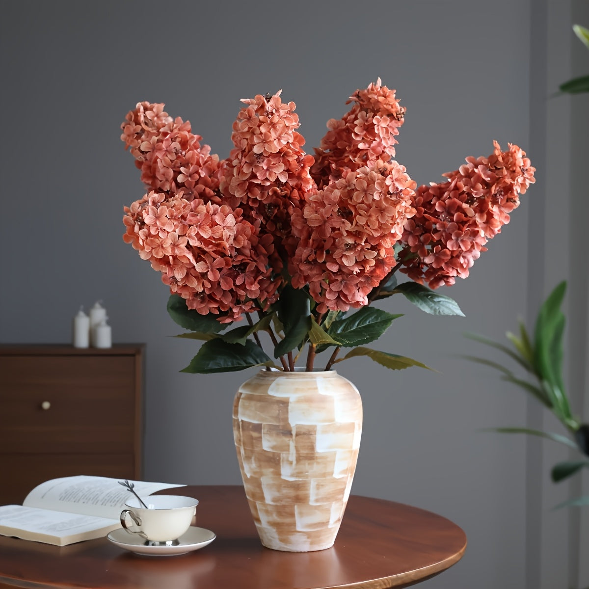 2pcs Autumn-Inspired Artificial Hydrangea Set - Perfect for Fall, Halloween, Thanksgiving, Mother&