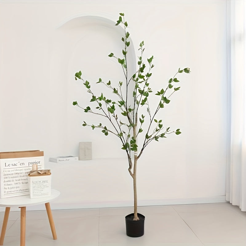 UV-Resistant Artificial Ficus Tree - 5ft/6ft/7ft, High-End Antioxidant Large Faux Potted Plant with Branches & Black Pot for Home, Office, Living Room Decor - Perfect for Summer Weddings