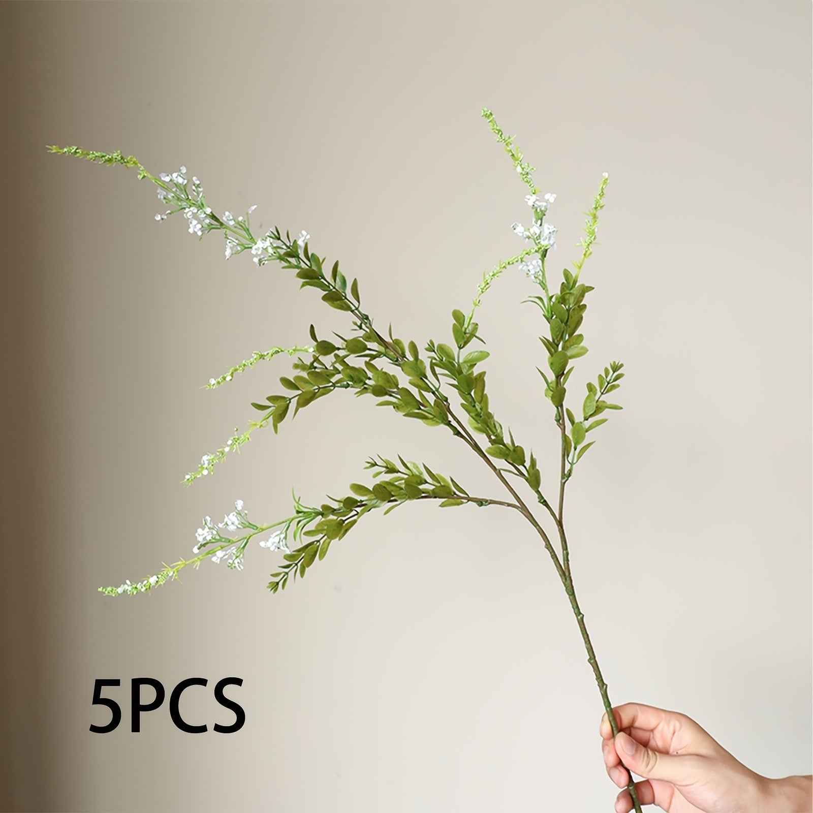 3/5pcs Boho Style Artificial Sage Green Plants - Versatile Plastic Floral Decor for Home, Garden, Wedding, Valentine&