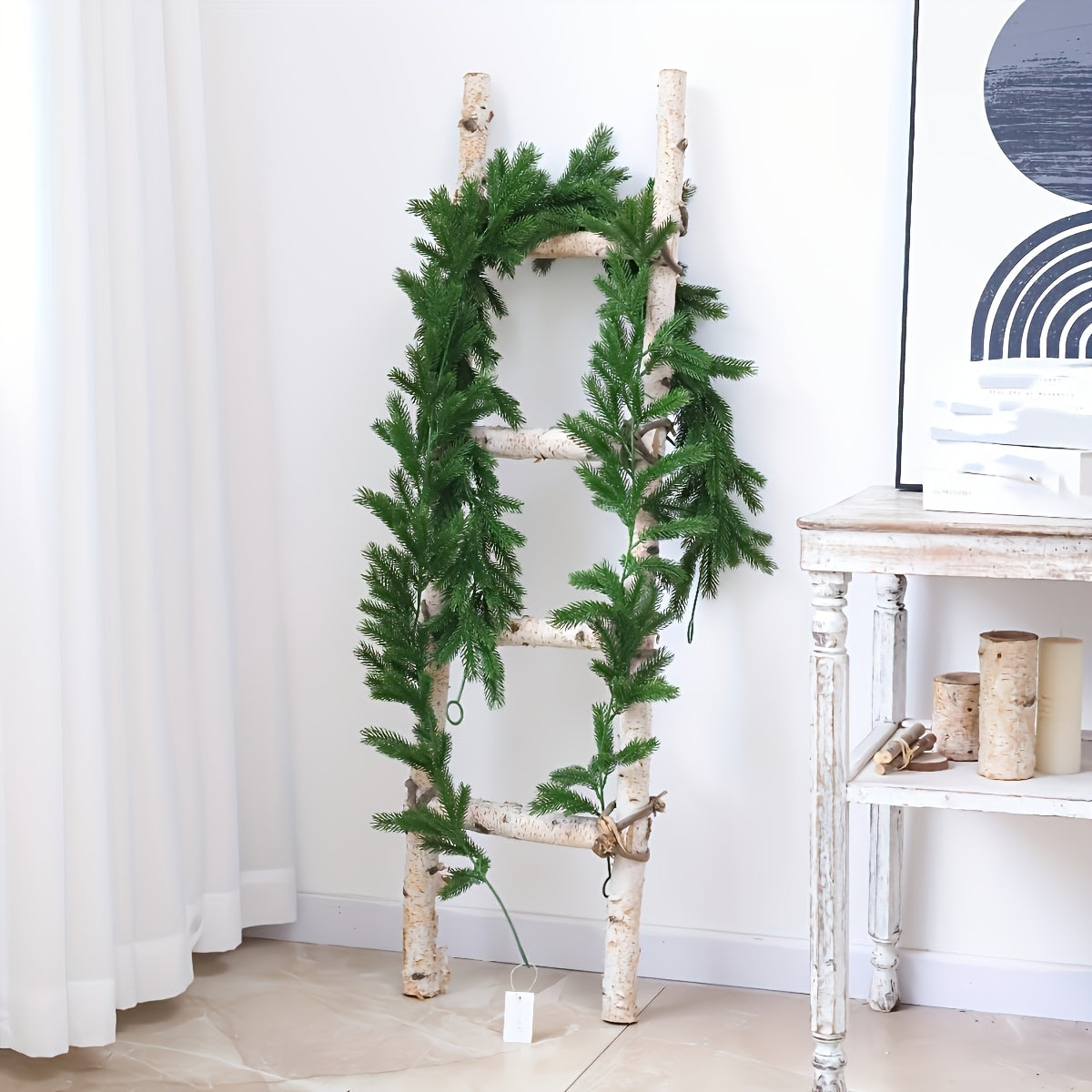 Set of 1 - 6ft Artificial Norfolk Pine Garland - New, Pre-lit and Weather Resistant, Soft Touch Green Plastic Winter Pine Bundle for Christmas Table Decorations, Urban Shelves, Walls and Holiday Decorations (No Lights)