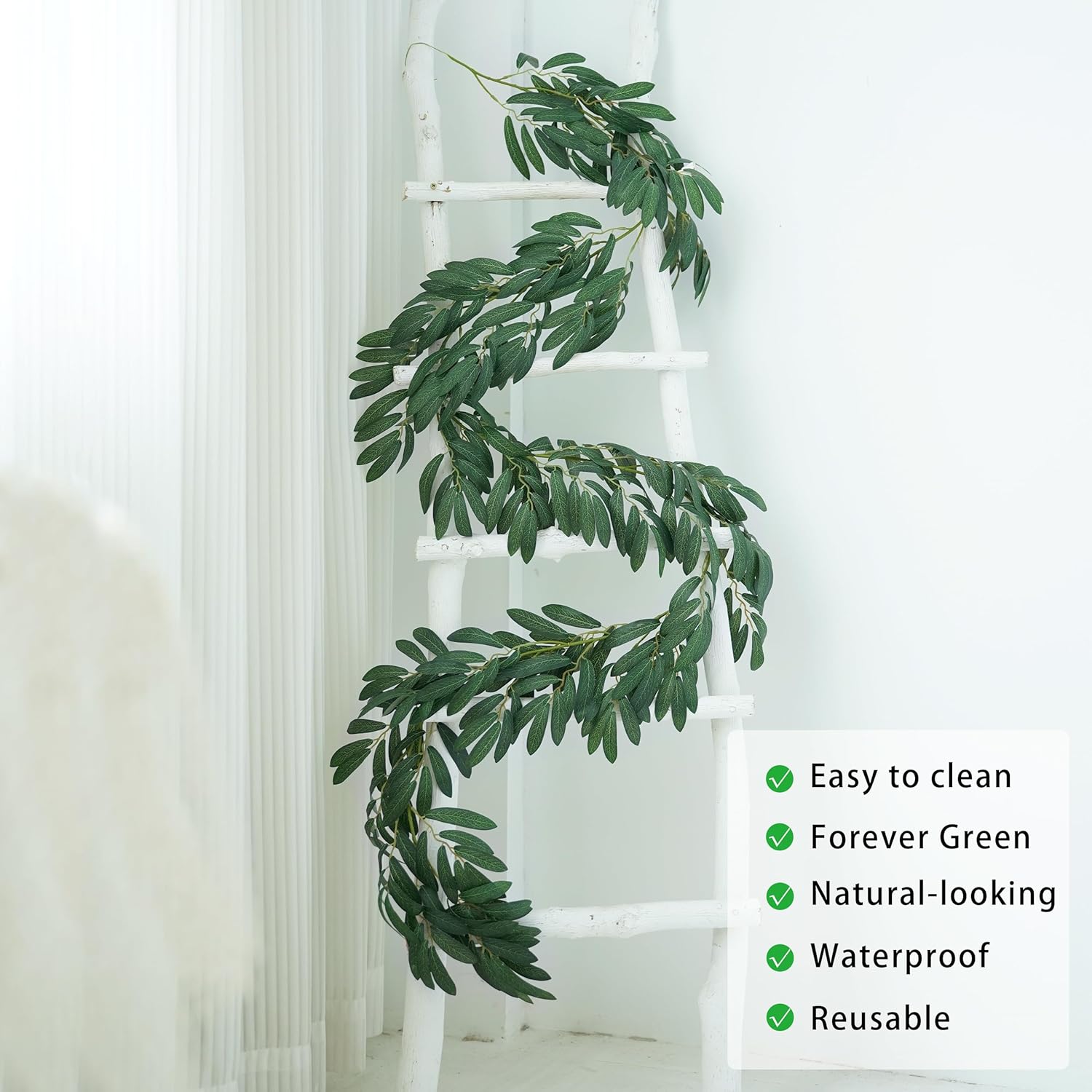 3 Strands Odorless Artificial Olive Leaf Vines, 73&