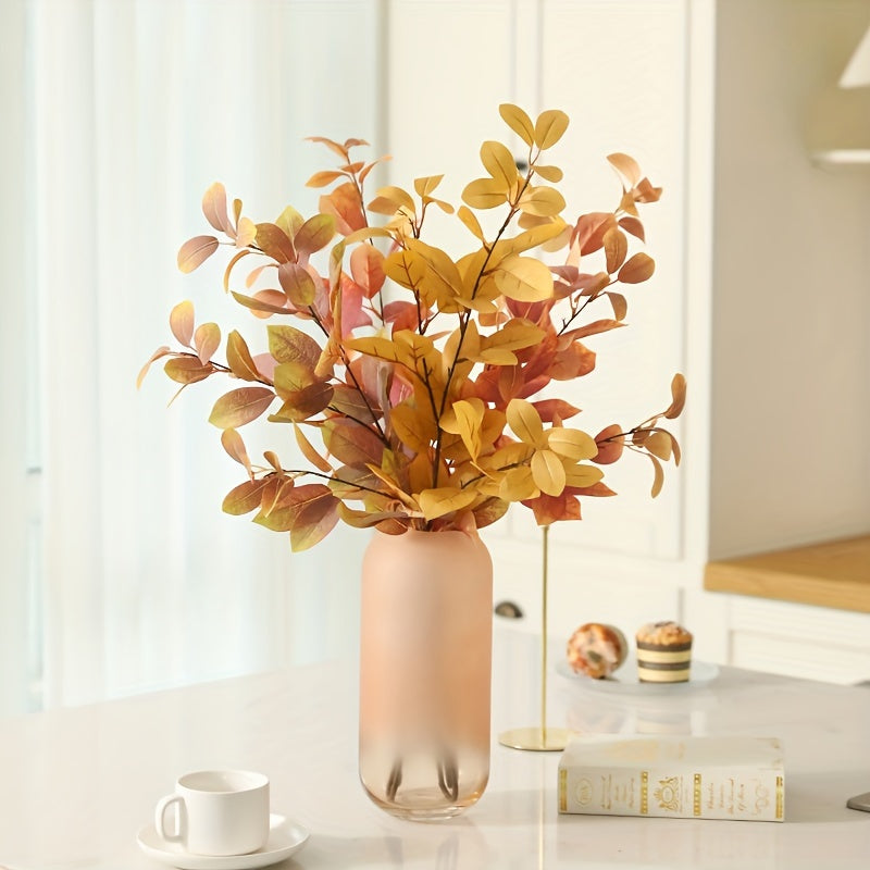 Boho Style 5-Pack Artificial Eucalyptus Stems, 35.43" Faux Coral Leaves for Vase Bouquets, Farmhouse Autumn Decor, Thanksgiving Party Centerpieces, Plastic Floral Arrangement