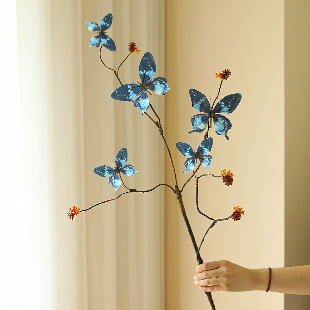 1pc Artificial Flower Dead Branch Butterfly Home Desktop Decoration Flower Ornament