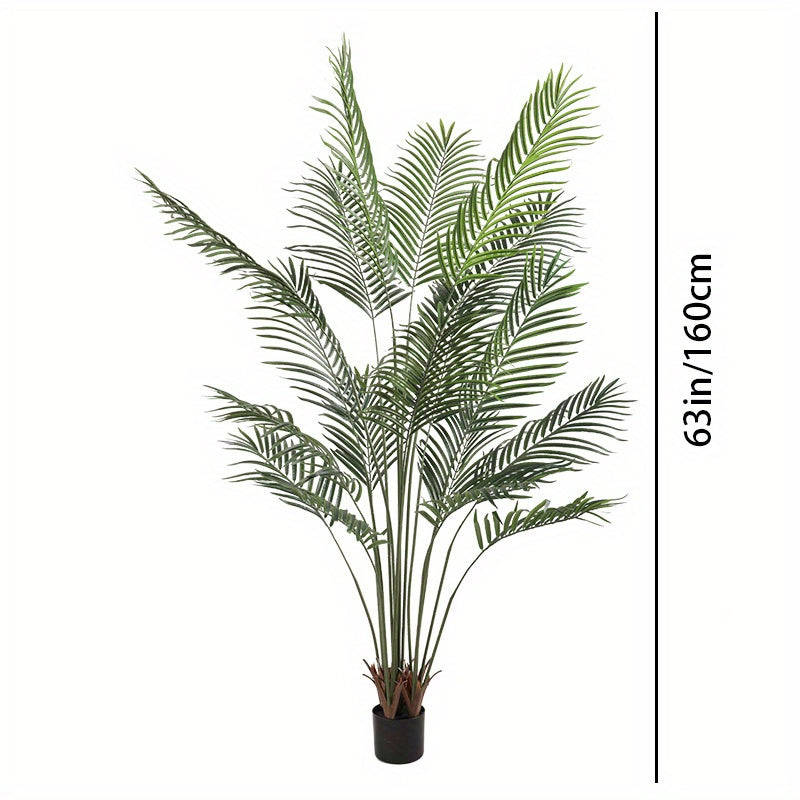 63" Lifelike Artificial Golden Cane Palm Tree Black Pot