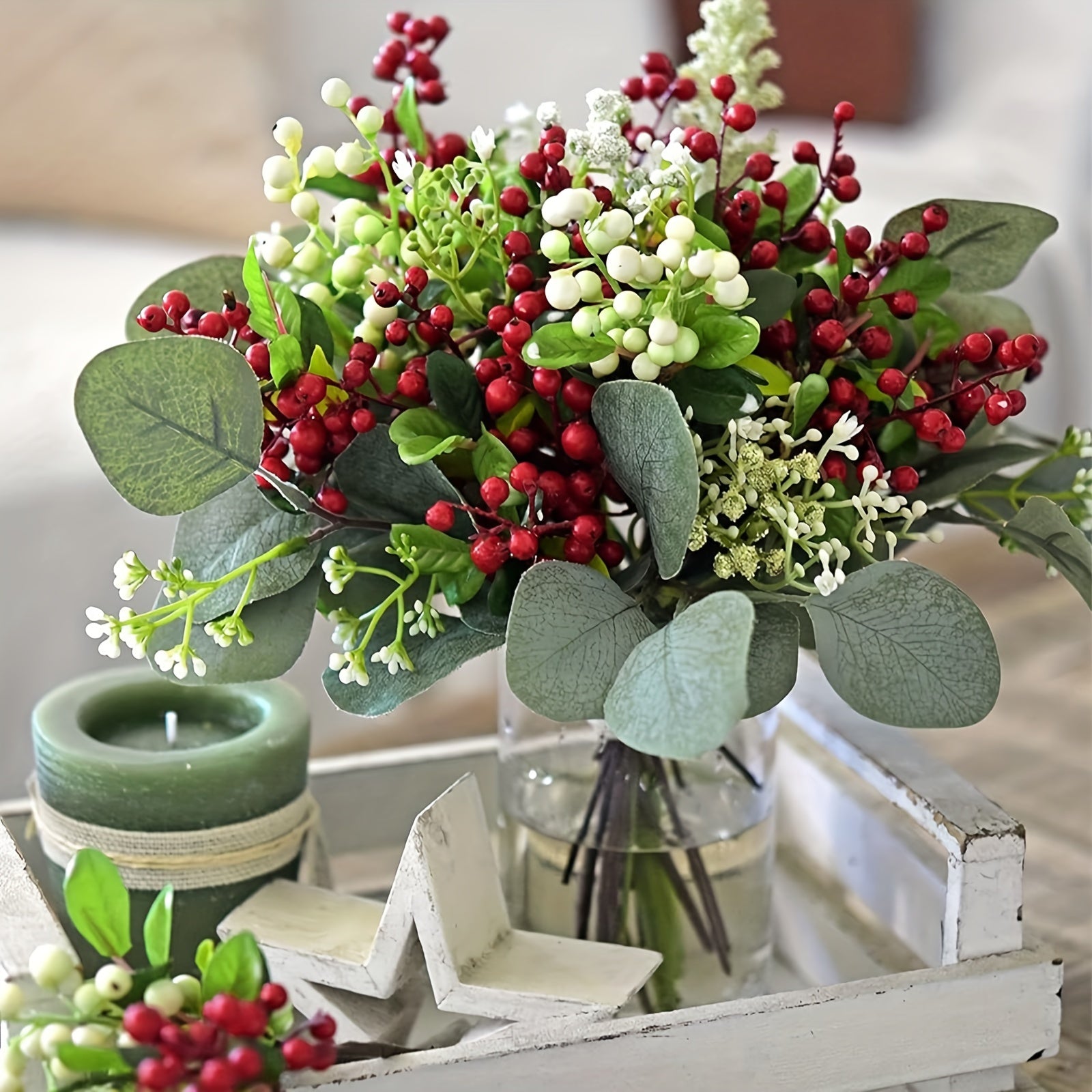 artificial blueberries with stems Christmas