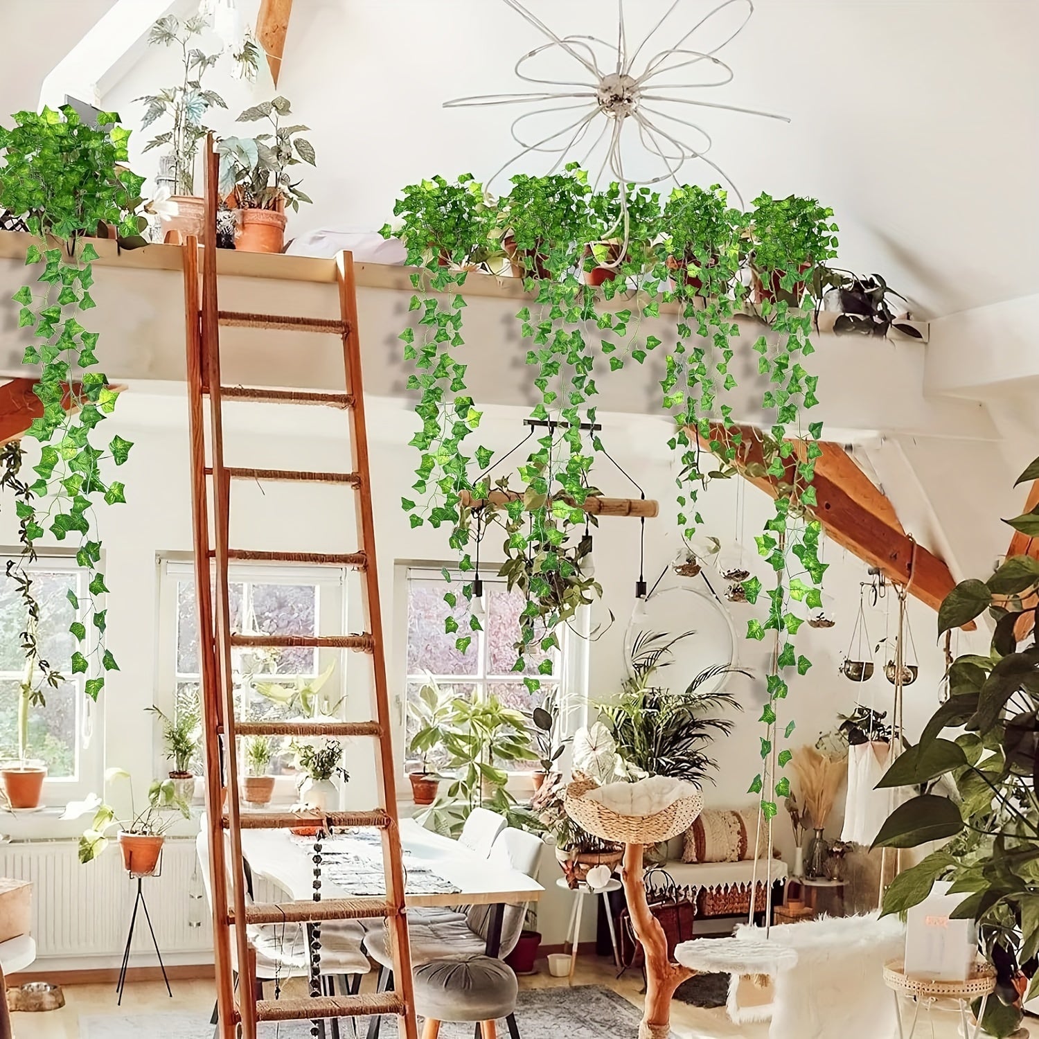 3/5 Pack 70.9ft Artificial Ivy, Faux Greenery for Bedroom, Wedding Decor, Indoor/Outdoor Wall Hanging, Plastic Leafy Vines, No Power Required, Battery-Free