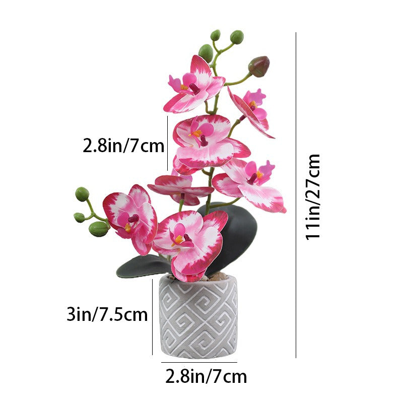 Vibrant 11" Artificial Phalaenopsis Orchid Bonsai - Perfect for Home & Office Decor, Table Centerpieces | Ideal for Christmas, Valentine&