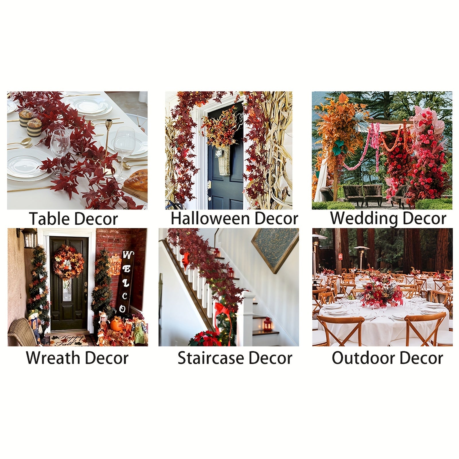 1pc, 71In Artificial Maple Leaf Garland, Bohemian Style, Plastic Autumn Foliage, Thanksgiving & Christmas Home Decor, Festive Fall Leaf Hanging Vine for Fireplace, Wedding, Party, Holiday Decor