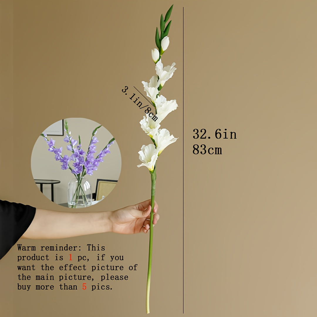 1pc, Artificial Gladiolus Bush Flowers, 32.6 In Artificial Silk Flower Bouquet, Flower Arrangement Artificial Centerpiece, Wedding Bride Engagement Birthday Anniversary Party Supplies, Outdoor Garden Patio Decoration, Home Decoration, Room Decoration