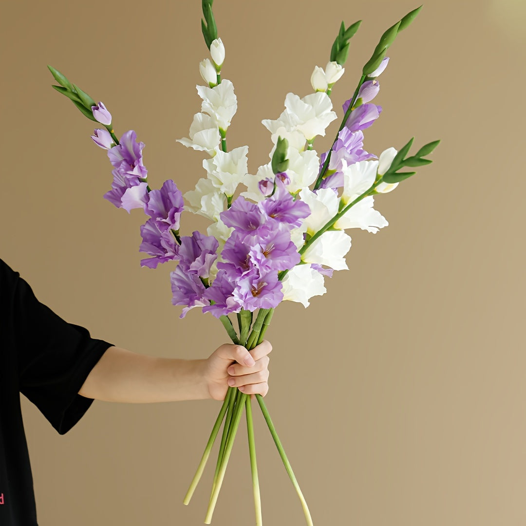1pc, Artificial Gladiolus Bush Flowers, 32.6 In Artificial Silk Flower Bouquet, Flower Arrangement Artificial Centerpiece, Wedding Bride Engagement Birthday Anniversary Party Supplies, Outdoor Garden Patio Decoration, Home Decoration, Room Decoration