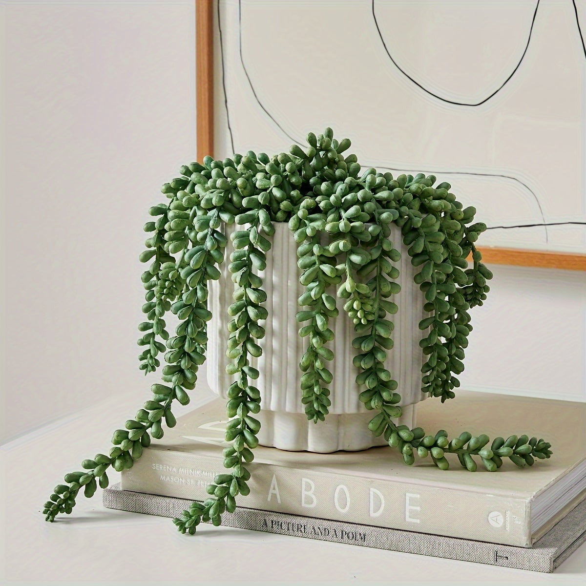 1pc, Artificial Green Plant Lover Tear Vine Home Decoration Fake Flower Buddha Bead Wall Hanging Simulation Green Plant Ceiling Plants