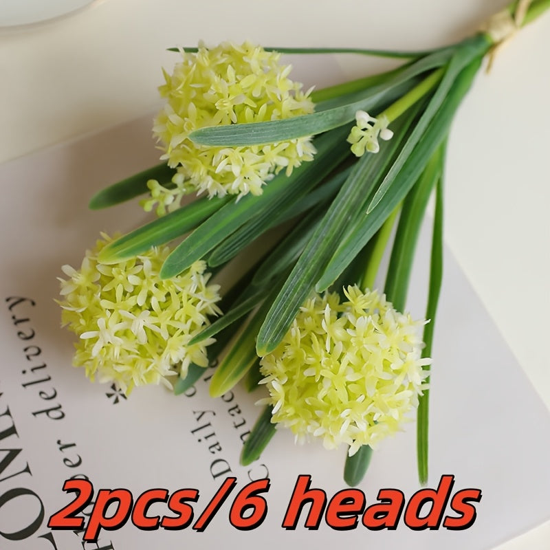 2pcs Boho Chic Artificial Dandelion Bouquets - 6 Faux Chrysanthemum Heads, Perfect for Home & Tabletop Decor, Ideal for Christmas, Valentine&