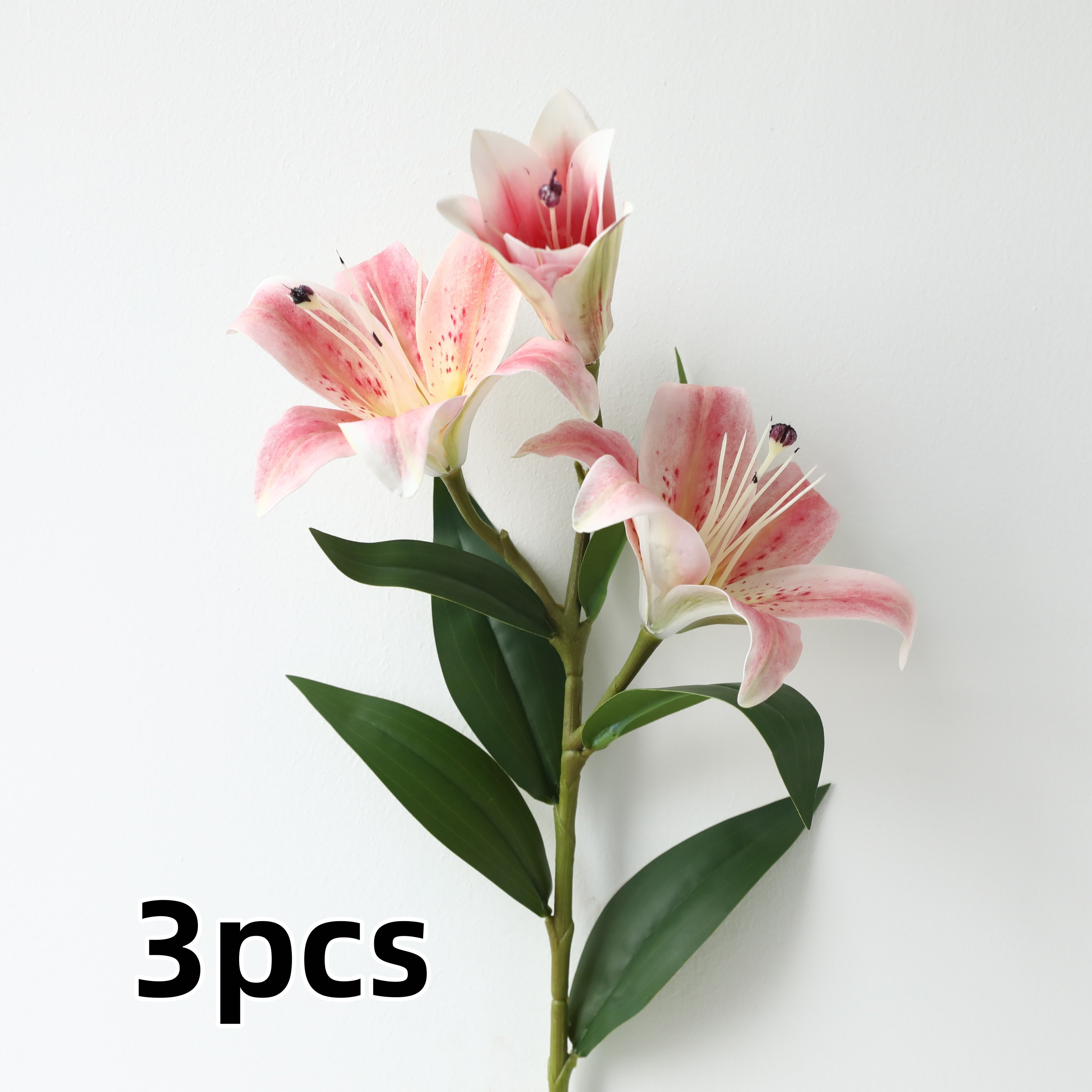 3 Pack Multi-Head Artificial Lily Flowers, No Power Needed, Faux Plastic Floral Craft for Home, Office Decor, Special Occasions, and Holiday Decorations