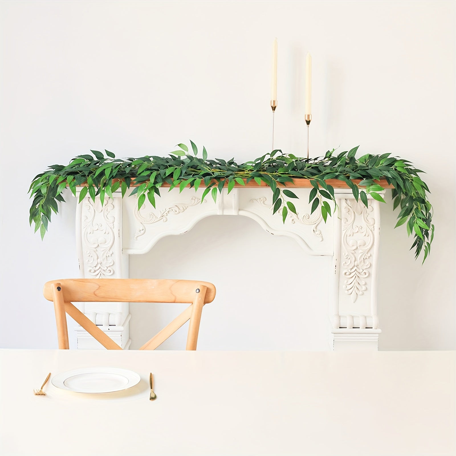 2/5pcs Artificial Rattan Garland 35.43ft Imitation Italian Rattan Green Leaf Garland Silk Green Leaf Decoration Artificial Plant Green Leaf Suitable for Table Center Decoration Home Room Wall Wedding Arch Decoration