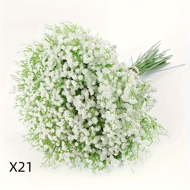 21pcs Premium Artificial Babys Breath Flowers Bouquet - Real Touch, Oxidation Resistant, Long-Lasting, And Easy to Arrange - Perfect for Home, Office, Wedding, Birthday, And Holiday Decorations