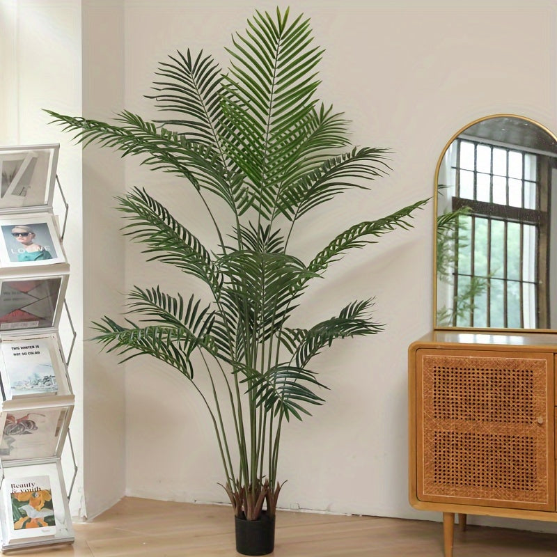 5.2ft Lifelike Artificial Palm Tree - Faux Areca with Adjustable Branches & 15 Trunks, Perfect for Indoor/Outdoor Decor, Home Office, and Housewarming Gift