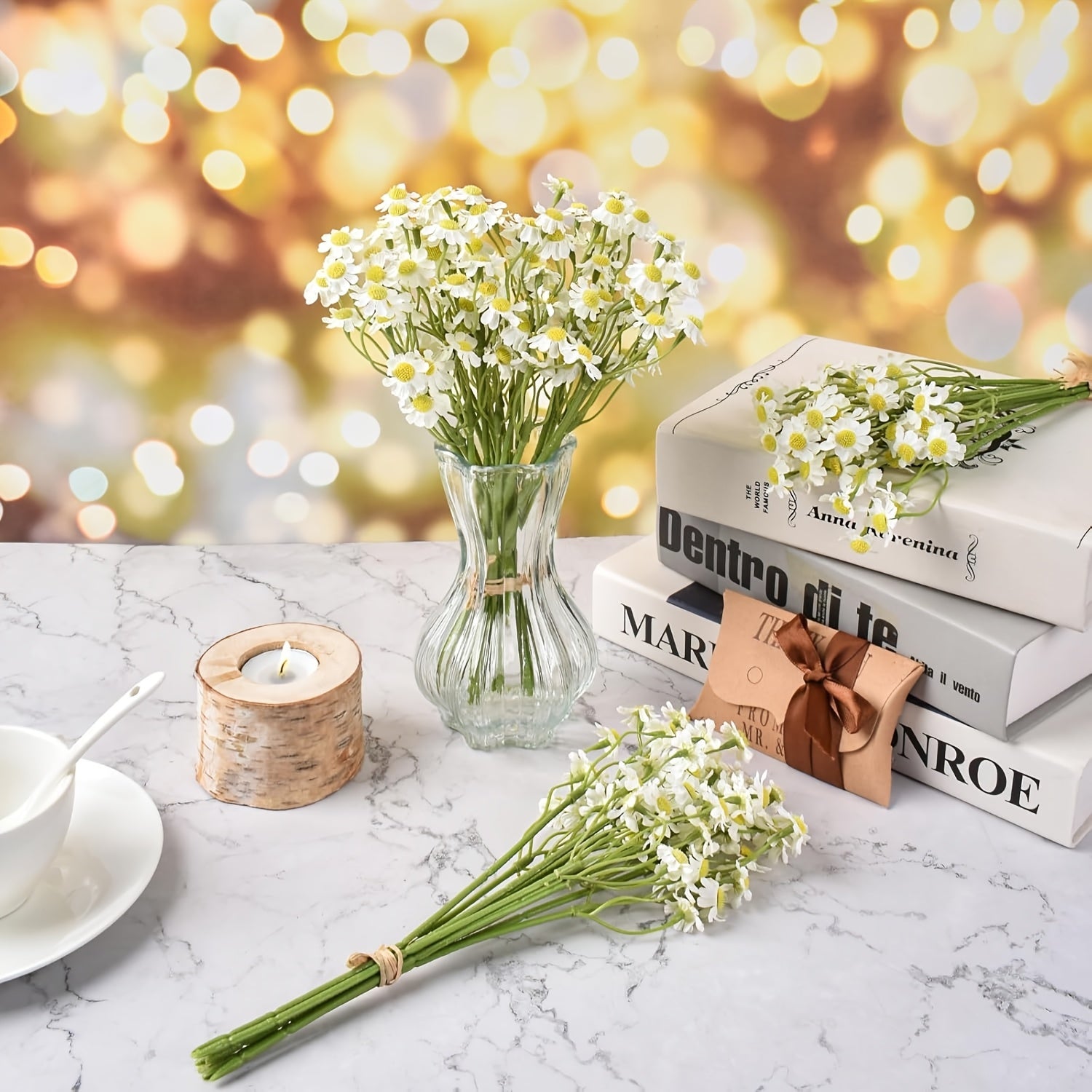 12pcs White Silk Daisy Artificial Flowers, Versatile Faux Daisies for Home Decor, Perfect for Mother&