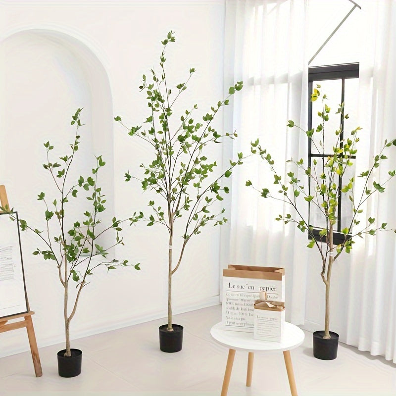 UV-Resistant Artificial Ficus Tree - 5ft/6ft/7ft, High-End Antioxidant Large Faux Potted Plant with Branches & Black Pot for Home, Office, Living Room Decor - Perfect for Summer Weddings