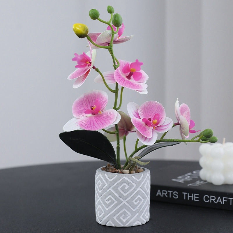 Vibrant 11" Artificial Phalaenopsis Orchid Bonsai - Perfect for Home & Office Decor, Table Centerpieces | Ideal for Christmas, Valentine&