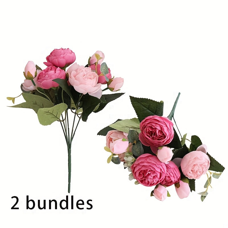 2 Bundles Peonies Artificial Flowers, Mixed Pink Artificial Peonies, Silk Peonies Flowers Fake Peonies Artificial Flowers Peonies Bouquet for Centerpiece Table Wedding Party Home Decor