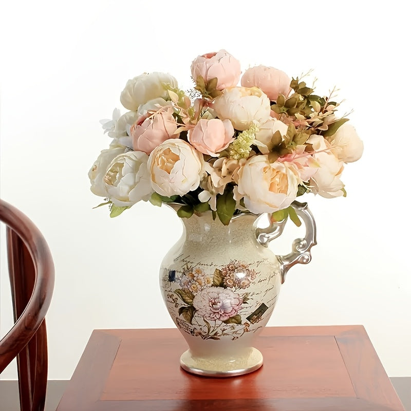 Elegant 2pcs Champagne Peony Silk Flowers - Perfect for DIY Crafts, Bridal Bouquets & Home Decor | Versatile for Any Room & Holiday