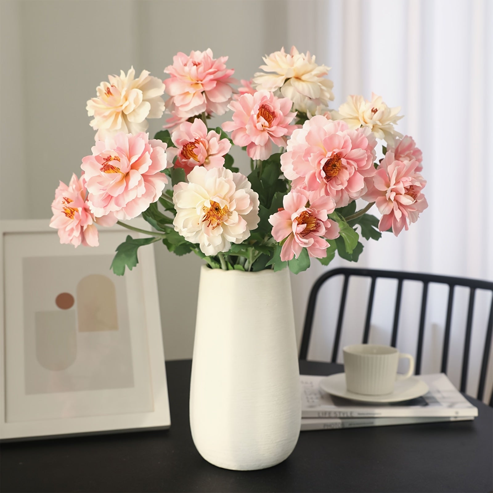 2/5 Stems Lifelike Artificial Silk Peony Flowers - Spring Season Plastic Evergreen Faux Floral for DIY Bouquets, Wedding, Party Home Office Desk Centerpiece, Outdoor Garden, Engagement, Valentine&