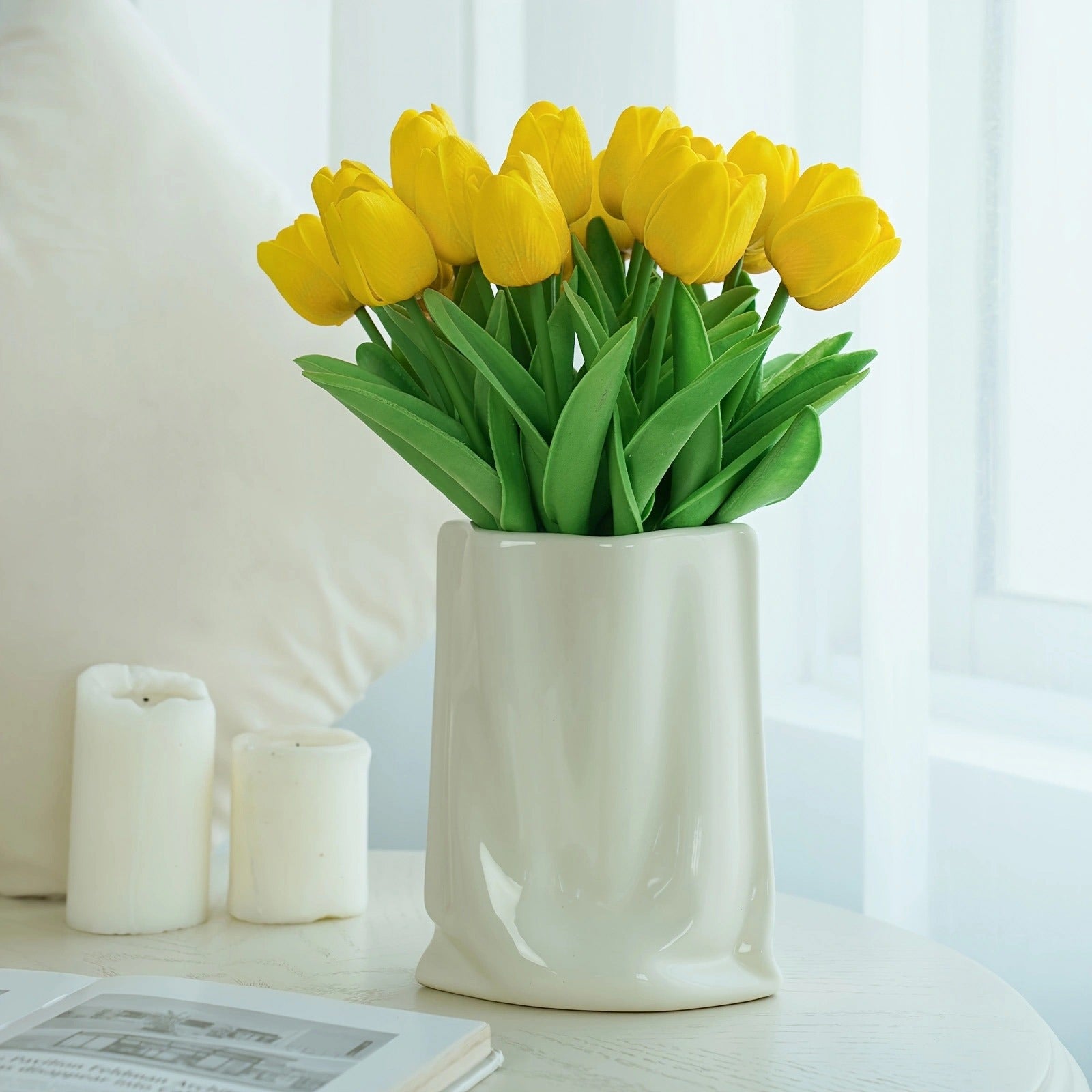 10 high-end artificial flowers, real touch tulip bouquet, wedding room home hotel party event Christmas decoration