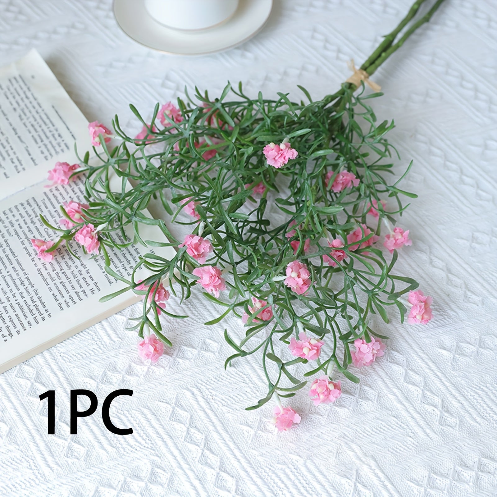Boho Style Artificial Flower Swags, 3 Branches Plastic Gypsophila & Cherry Blossom Bundle - Faux Silk Flower Bunch for Wedding, Bachelorette, Restaurant & Home Decor - Ideal for Christmas, Valentine&