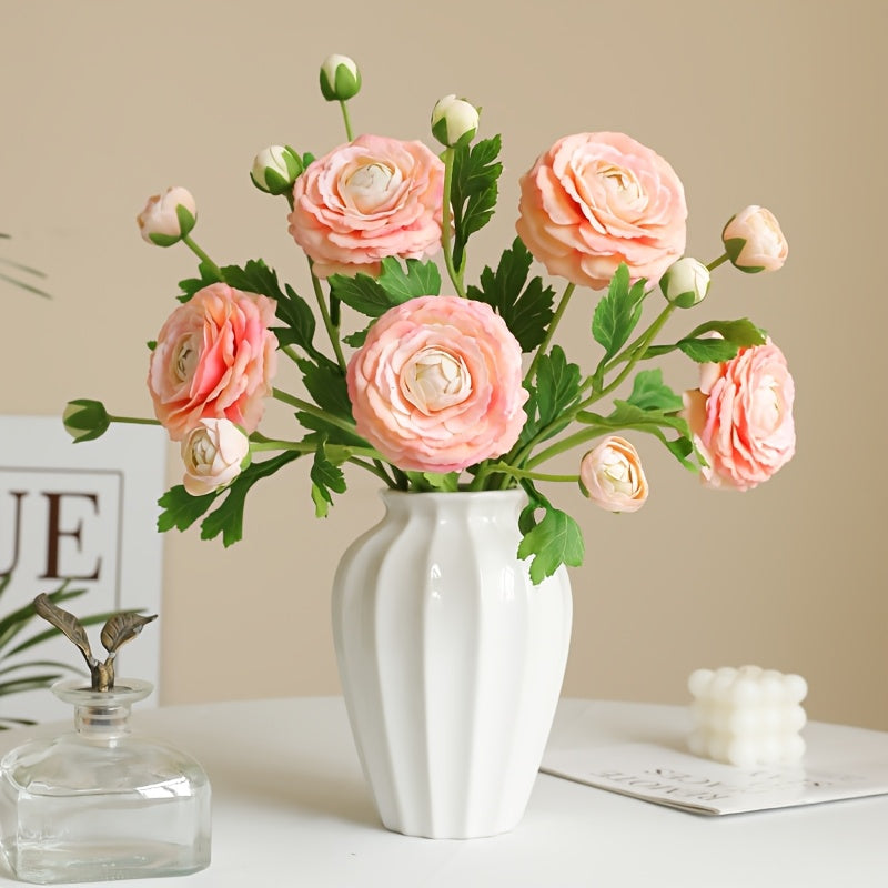 2pcs Boho Chic 3-Head for Lotus & Tea Rose Artificial Flowers - Perfect for Weddings, Home & Garden Decor, Photography Props | Ideal for Christmas, Valentine&
