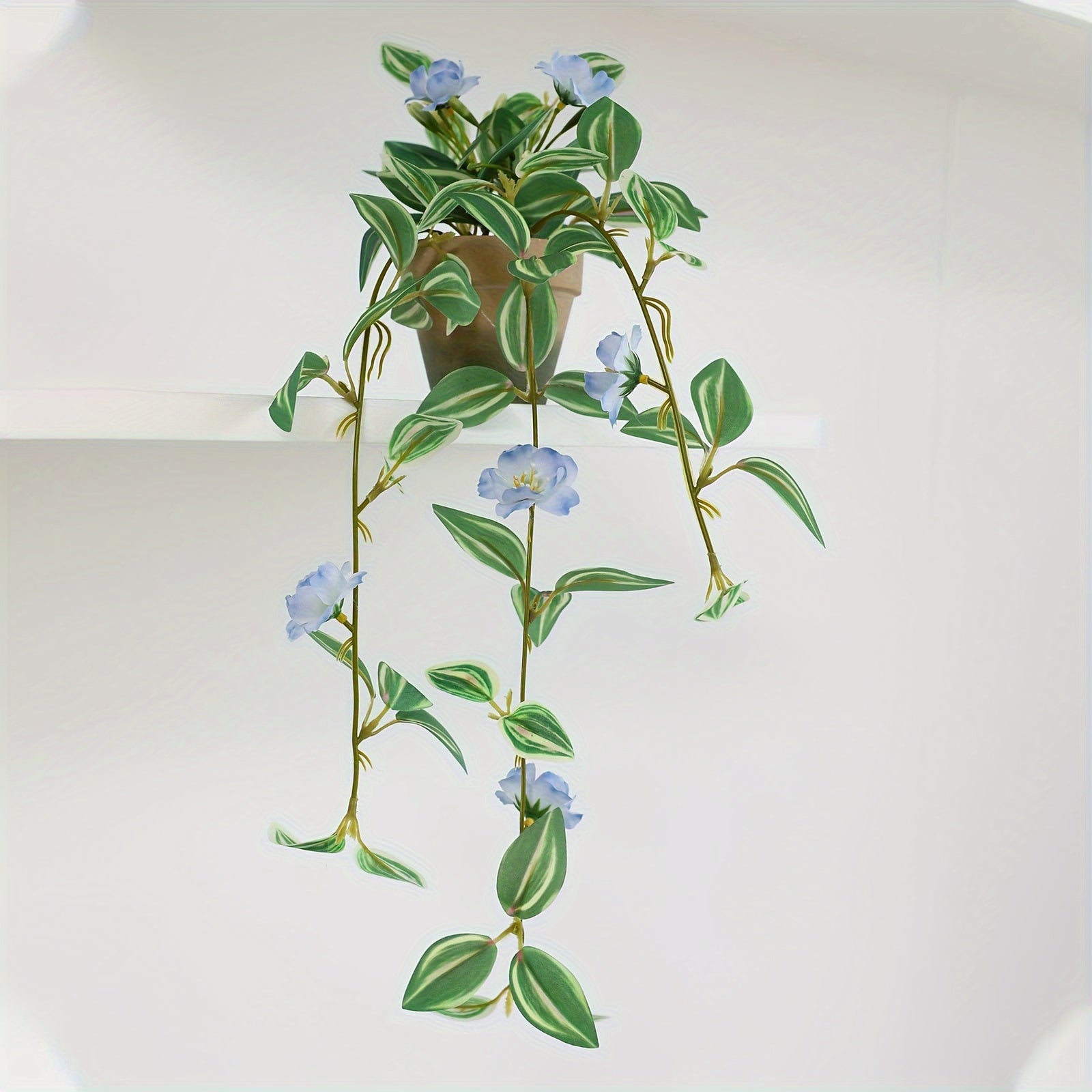 Charming Faux Hanging Petunia with Mini Pot - Perfect for Indoor & Outdoor Decor, Wall, Balcony, and Home Accents