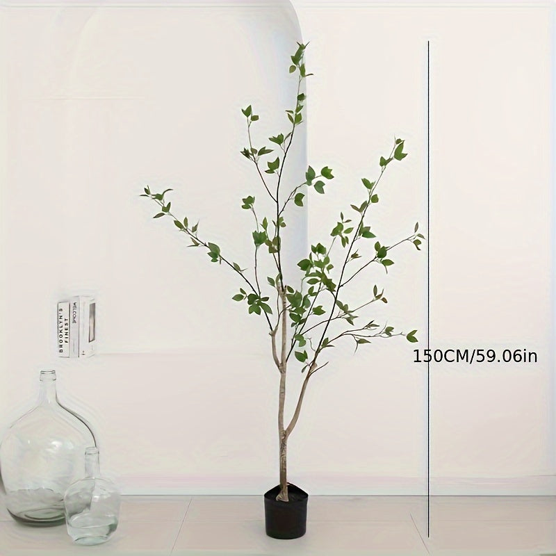 UV-Resistant Artificial Ficus Tree - 5ft/6ft/7ft, High-End Antioxidant Large Faux Potted Plant with Branches & Black Pot for Home, Office, Living Room Decor - Perfect for Summer Weddings
