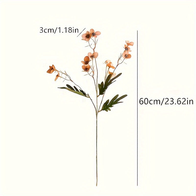 5pcs Artificial Silk Plum Blossom Stems, Faux Cherry Flowers with Realistic Petals, Home & Wedding Party Decor, Fall Farmhouse Room Decor, Valentine&