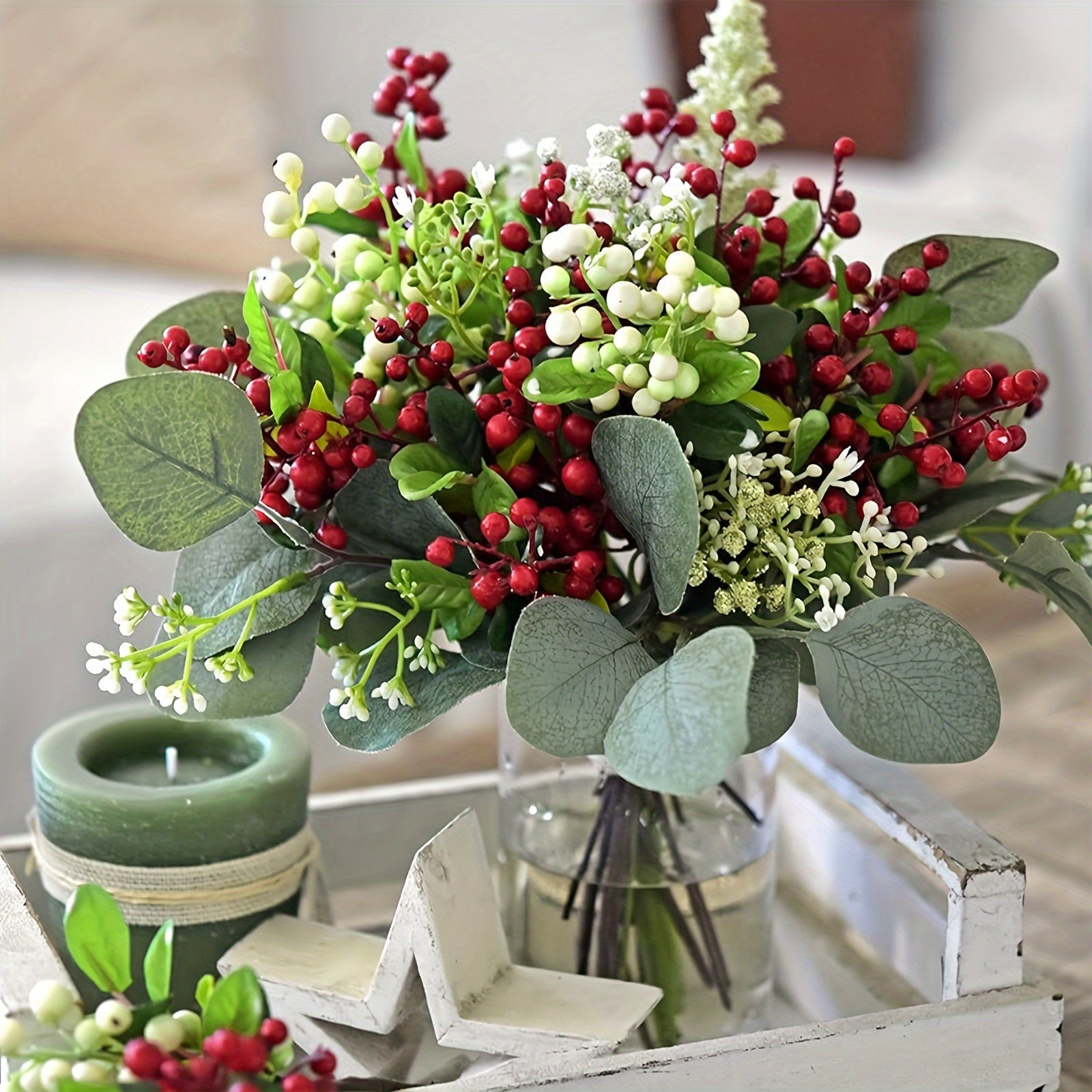 artificial blueberries with stems Christmas