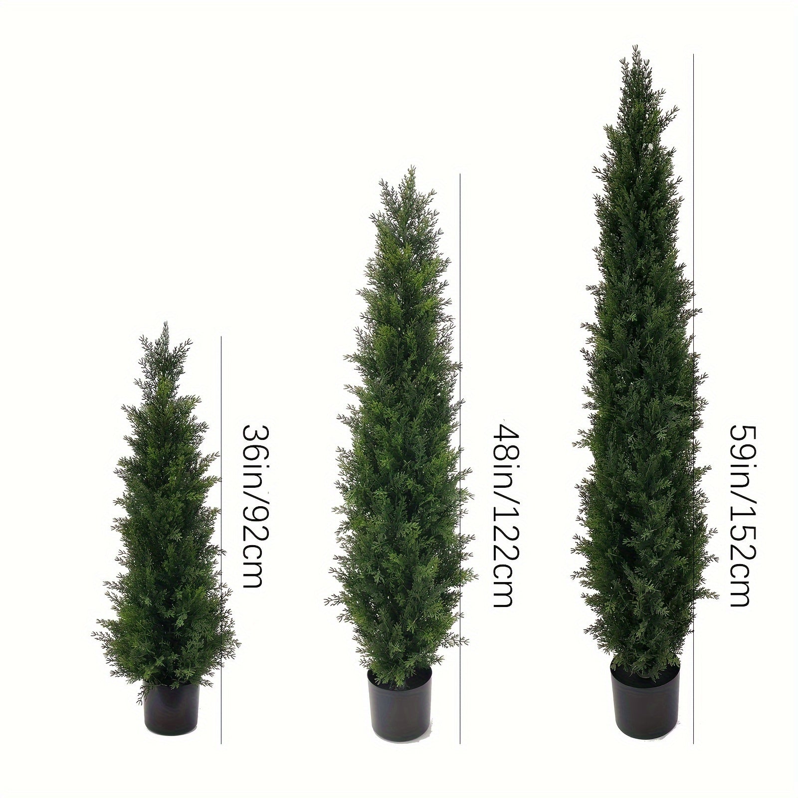 2pcs Artificial Boxwood & Cypress Trees - 3ft/4ft/5ft, Perfect for Home & Office Decor, Indoor/Outdoor Use/cemetery, Faux Greenery with Leaves and Cement-Filled Plastic Pots