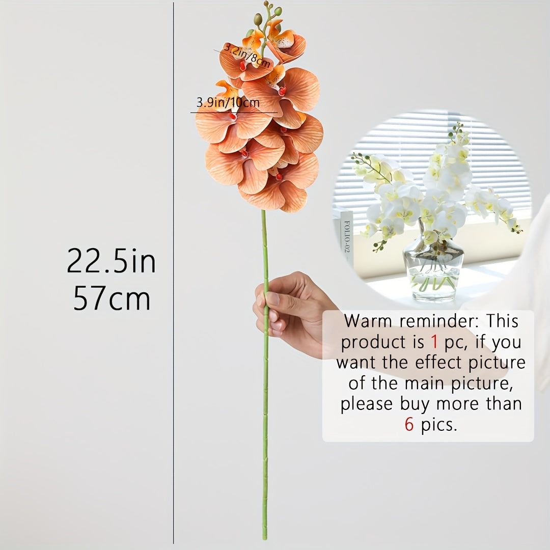 1pc, Artificial 7 Heads Phalaenopsis, Fake Flowers, Fake Orchid For Home Wedding Party DIY Decoration Valentine&