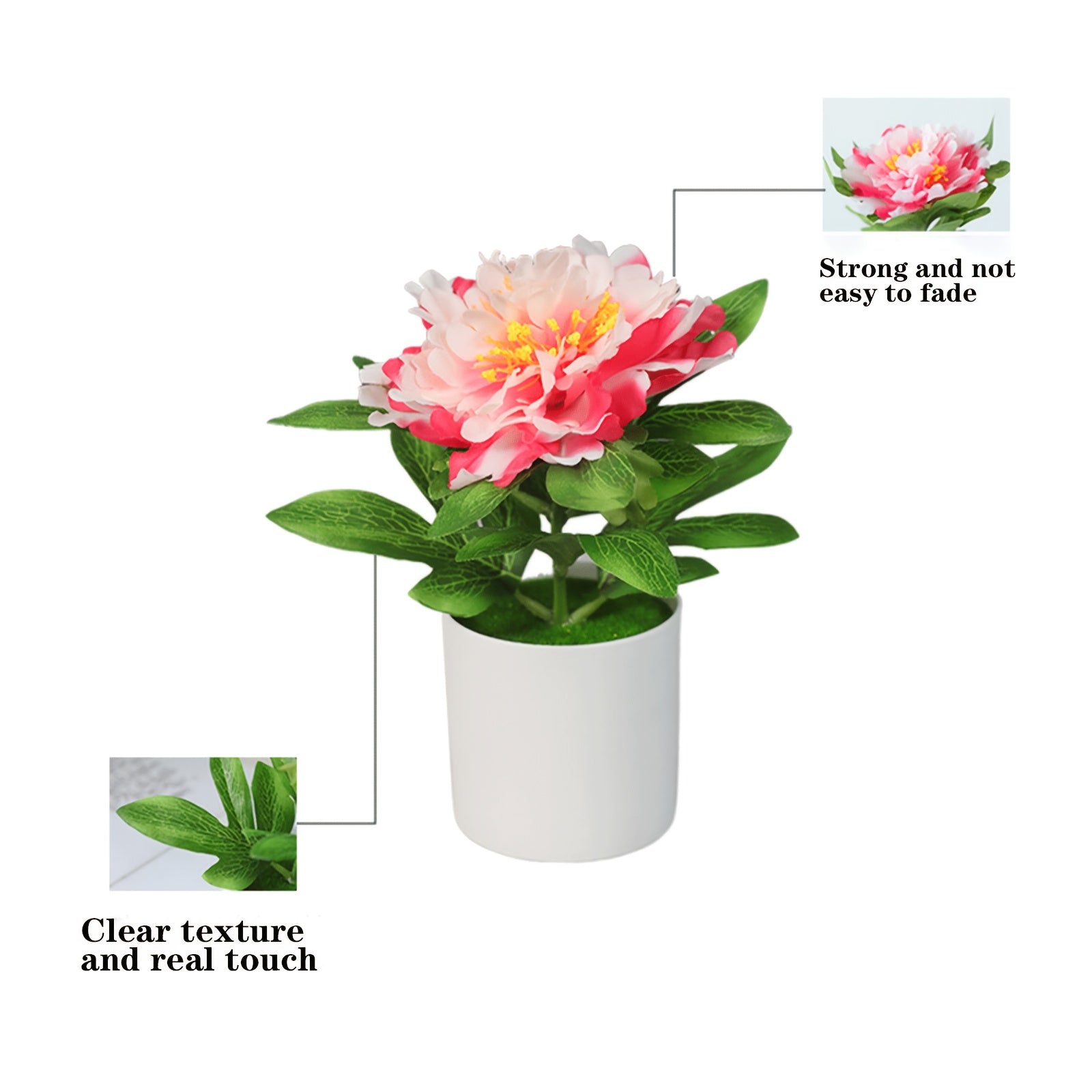 MOHUAGE Lifelike Artificial Peony in Pot - Perfect for Home & Office Decor, Ideal for Spring, St. Patrick&