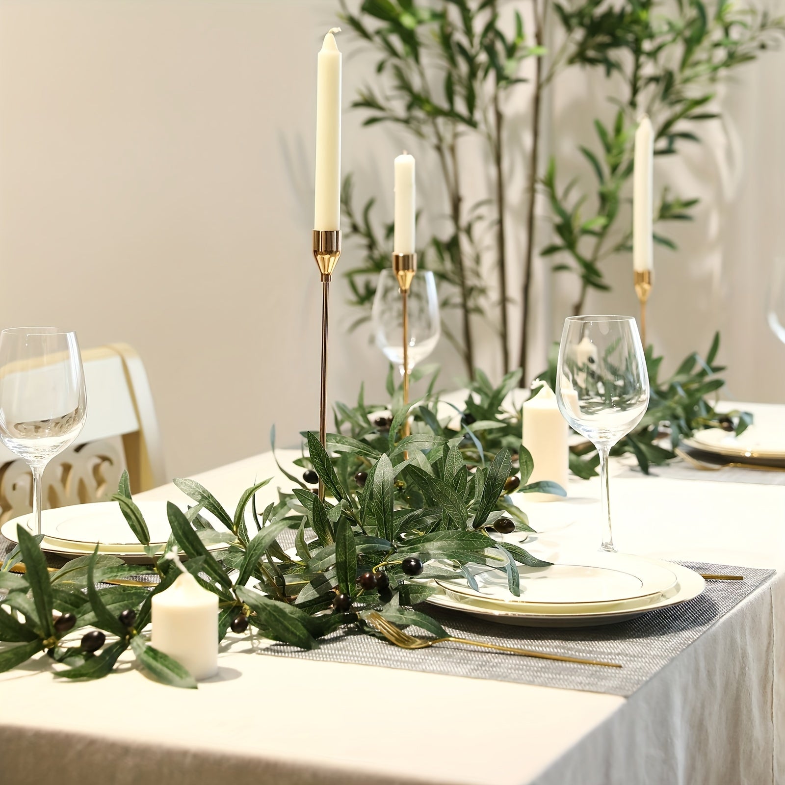 1pc 68.8"/175cm Lush Artificial Olive Leaf Vine with Simulated Fruits - Perfect for Wedding Backdrop, Home and Office Decor, Garden Wall Decor