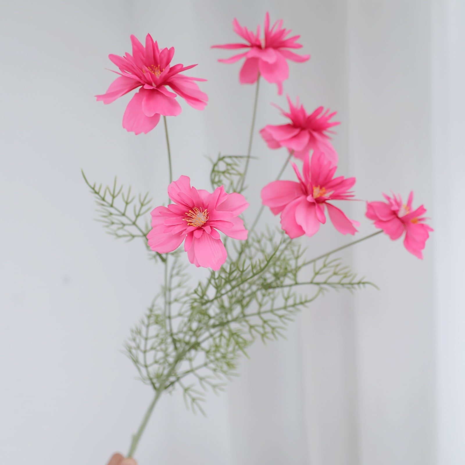 1pc MOHUAGE Classic Style 6-Head Flocked Cosmos Artificial Flowers, Versatile Plastic Floral Arrangement, with Suitable for Spring, Christmas, Halloween, Easter, Hanukkah, Thanksgiving, Valentine&