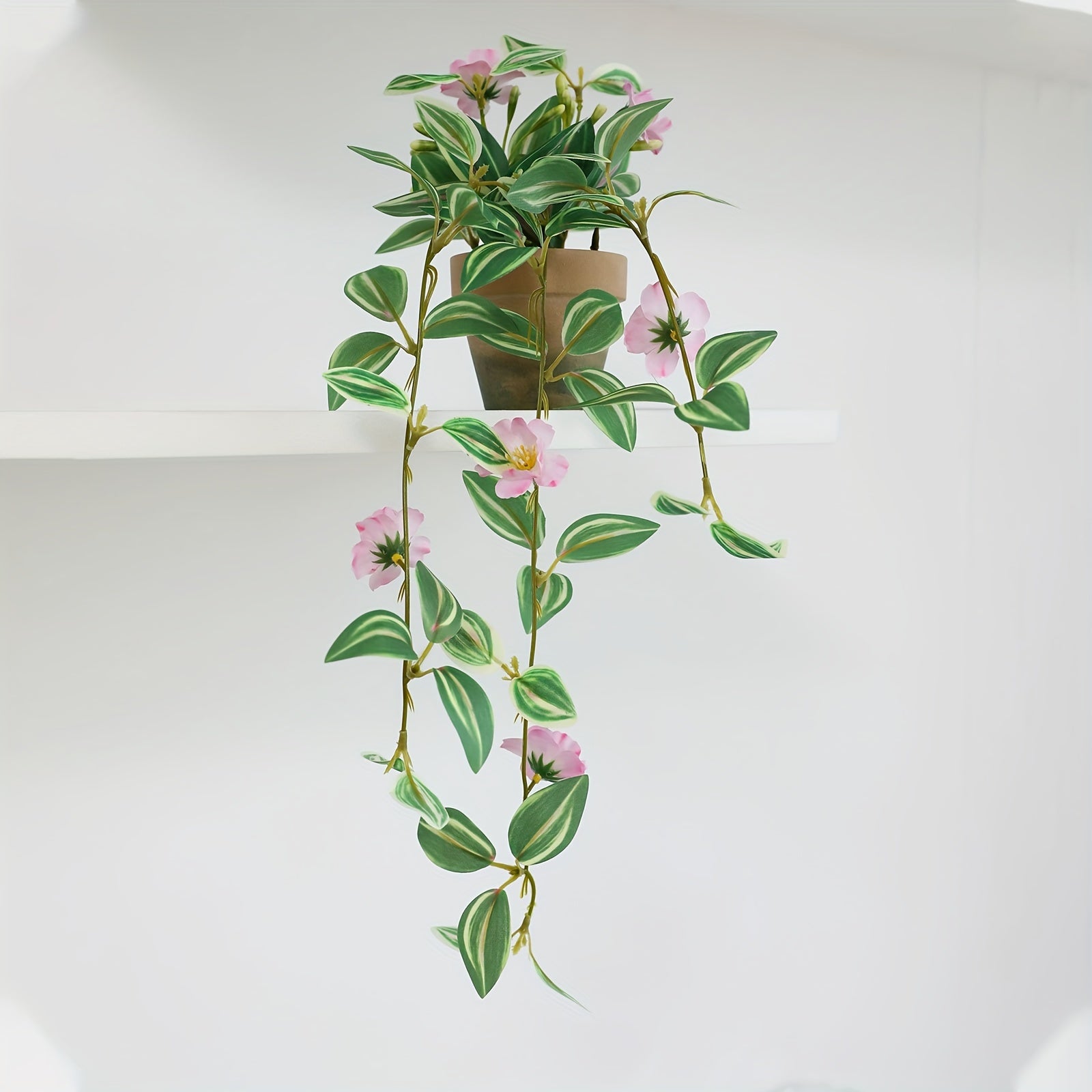 Charming Faux Hanging Petunia with Mini Pot - Perfect for Indoor & Outdoor Decor, Wall, Balcony, and Home Accents