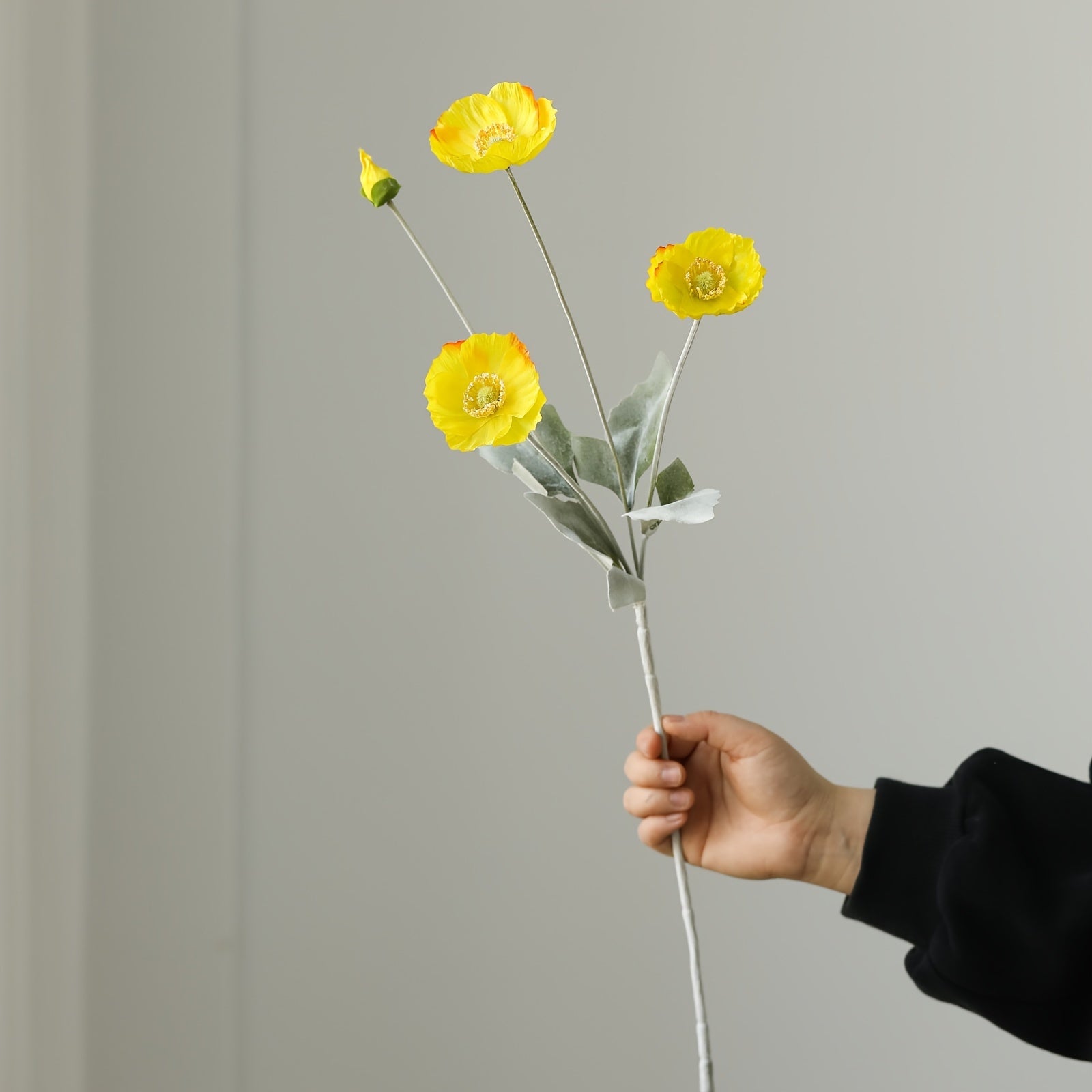 Boho Style Artificial Poppy Swags - 2pc 23" Faux Corn Poppy Stems, Silk Flower Bouquets for Home Decor, Dining Table Centerpieces, Wedding Party, Thanksgiving Fall Decorations