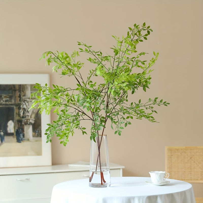 3/5pcs Artificial Green Plant Stems 39.37 Inch Fake Branches for Vase Fillers Fake Banyan Branch Plants for Home Office Party Wedding Decoration, Gathering Occasion